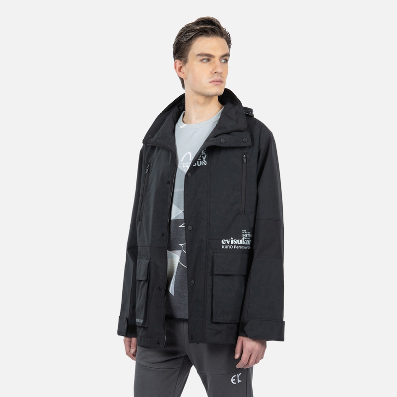EVISU FW22  Black Workwear Jacket with Logo Print 2EAGNM2JK737XXPL 圖 4