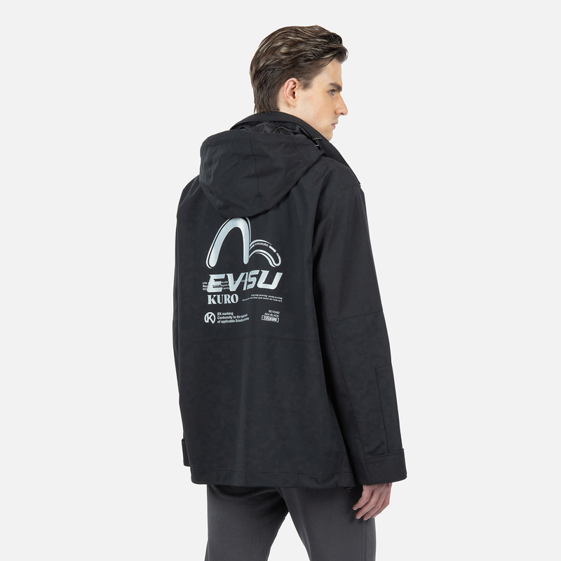 EVISU FW22  Black Workwear Jacket with Logo Print 2EAGNM2JK737XXPL 圖 5