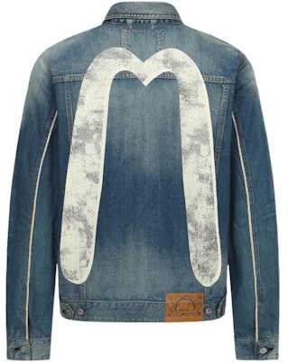 EVISU FW22 블루 데님 재킷 로고 프린트와 버튼 디자인. 2EAHTM2DJ716XXCT Buy EVISU FW22 블루 데님 재킷 로고 프린트와 버튼 디자인. 2EAHTM2DJ716XXCT