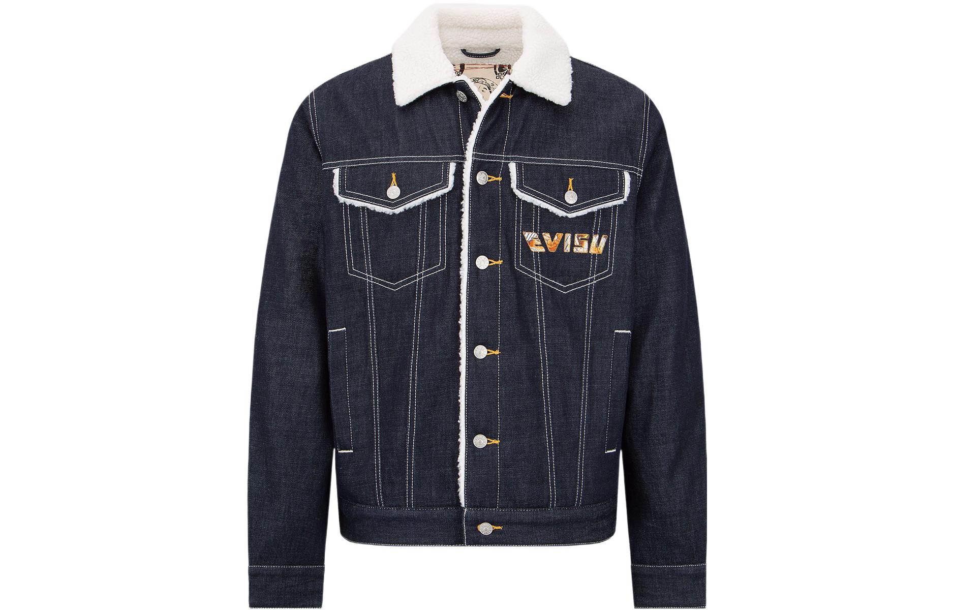 EVISU FW22  Blue Denim Jacket with Shearling Lining and Big M Stitch. 2EAHTM2DJ706RXCT 圖 2