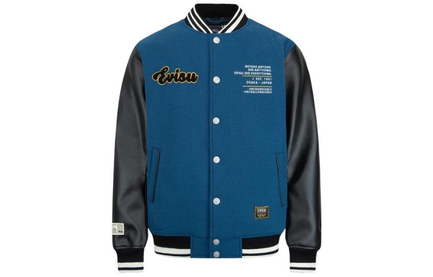 EVISU FW22  Buddha Embroidery Baseball Jacket with Striped Trim. 2EAHTM2JK740RXWQ