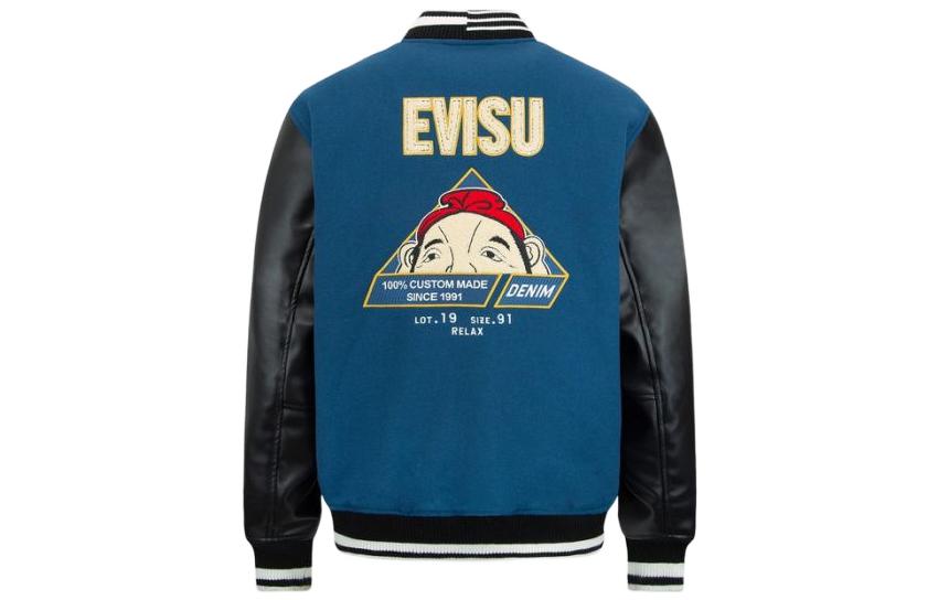 EVISU FW22  Buddha Embroidery Baseball Jacket with Striped Trim. 2EAHTM2JK740RXWQ 圖 3