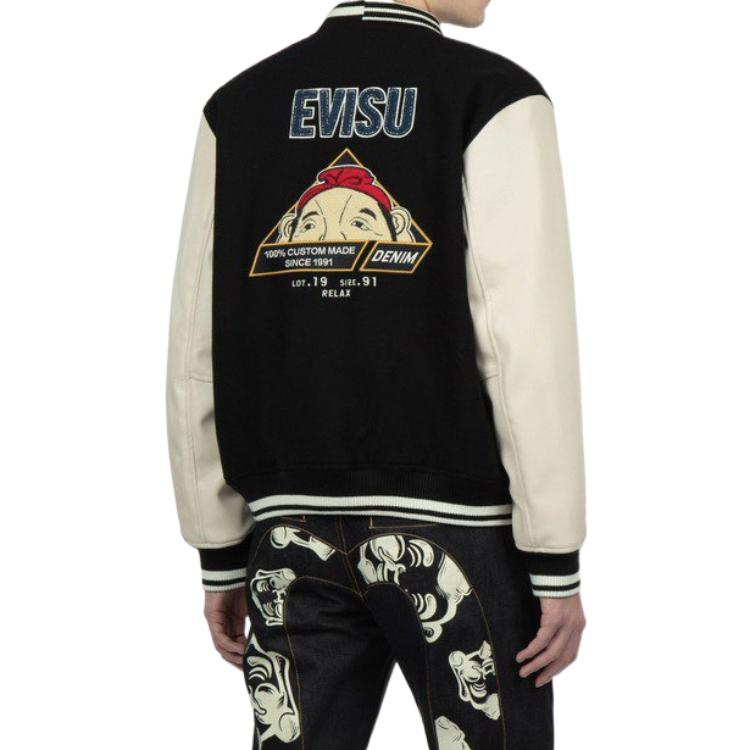 EVISU FW22  Buddha Embroidery Baseball Jacket with Striped Trim. 2EAHTM2JK740RXWQ 圖 5