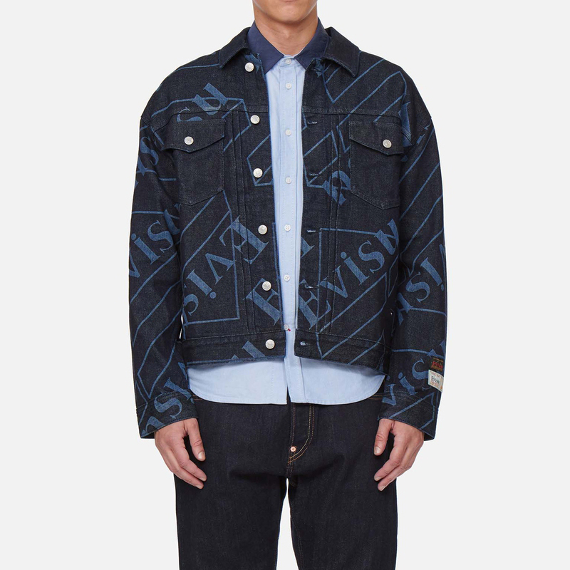 EVISU FW22  Denim Jacket Allover Logo Print in Indigo Blue. 2EAHTM1DJ202LFCTINDW 圖 4