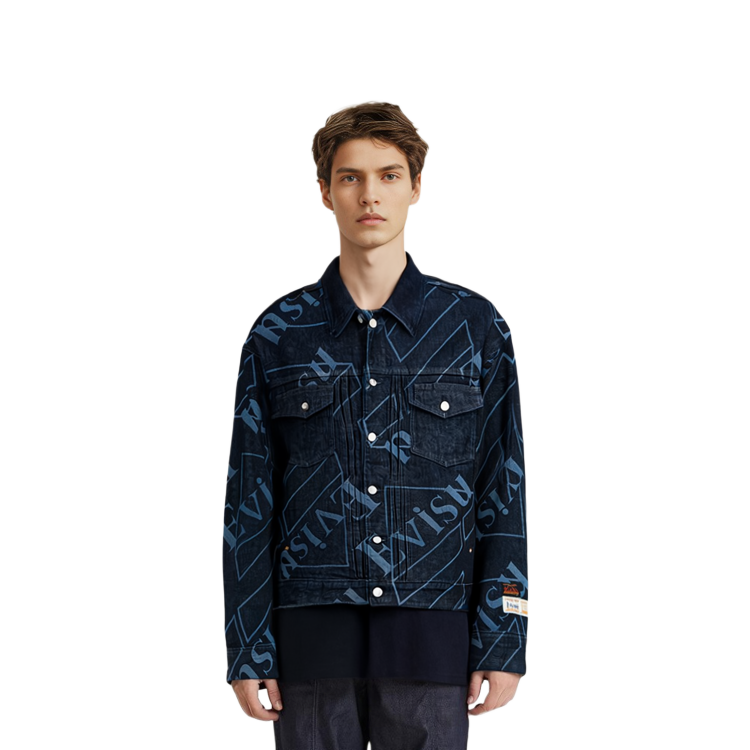 EVISU FW22  Denim Jacket Allover Logo Print in Indigo Blue. 2EAHTM1DJ202LFCTINDW 圖 6
