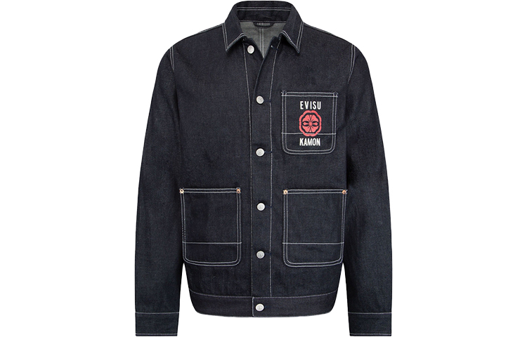 Lookbook EVISU FW22  Denim Jacket with Back Letter Print in Blue. 2EAEPM2DJ761XXCT