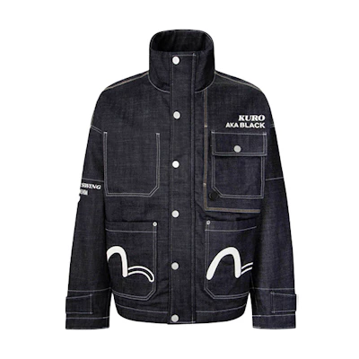 EVISU FW22 Denim Jacket with Stitch Design in Blue. 2EAADM2DJ756LFDQINDW