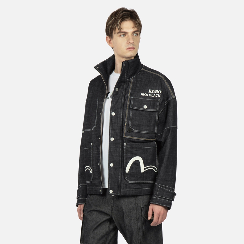 EVISU FW22  Denim Jacket with Stitch Design in Blue. 2EAADM2DJ756LFDQINDW 圖 4