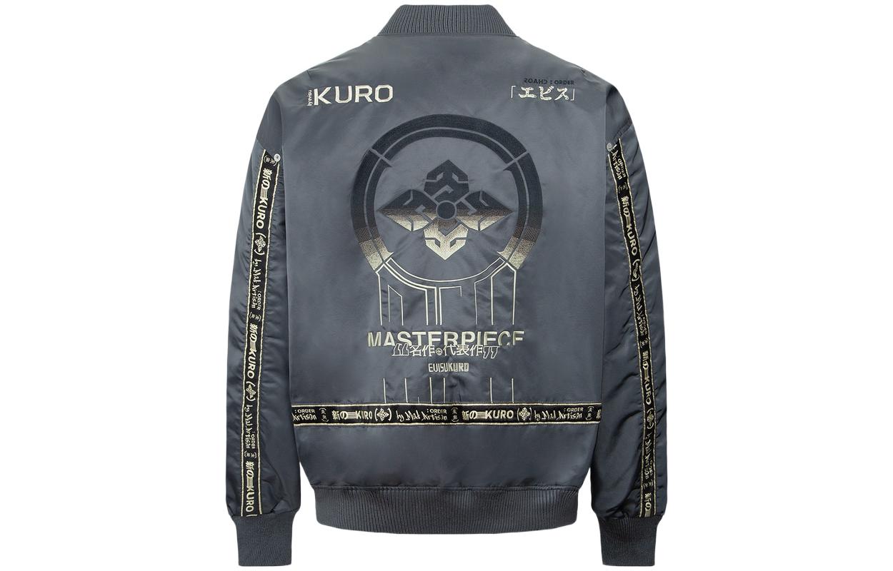 EVISU FW22  Embroidered Lettering Baseball Jacket Deep Gray. 2EAGNM2JK703LFNQ