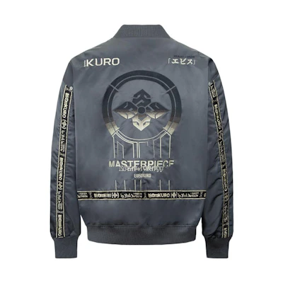 EVISU FW22 Embroidered Lettering Baseball Jacket Deep Gray. 2EAGNM2JK703LFNQ