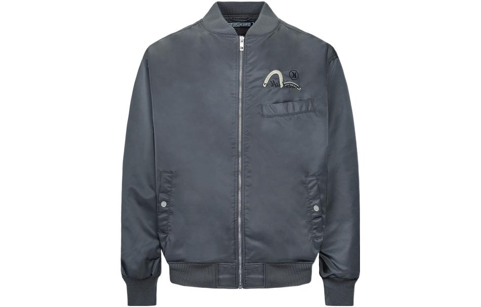 EVISU FW22  Embroidered Lettering Baseball Jacket Deep Gray. 2EAGNM2JK703LFNQ 圖 3