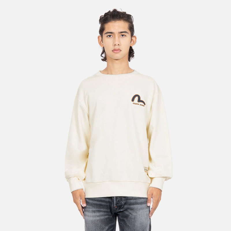 Shop EVISU FW22 徽標牛仔拼接設計毛衣 2EAHTM2SW320RXCT