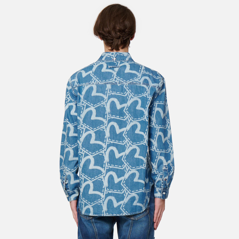 Purchase EVISU FW22 全版口袋印花長袖牛仔襯衫 - 藍色 2EAHTM2SL177RXDN