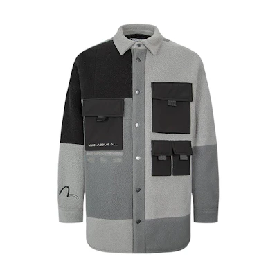 EVISU FW22 Color Block Fleece Long Sleeve Shirt Jacket for Men. 2EAGNM2SJ730XXSQ