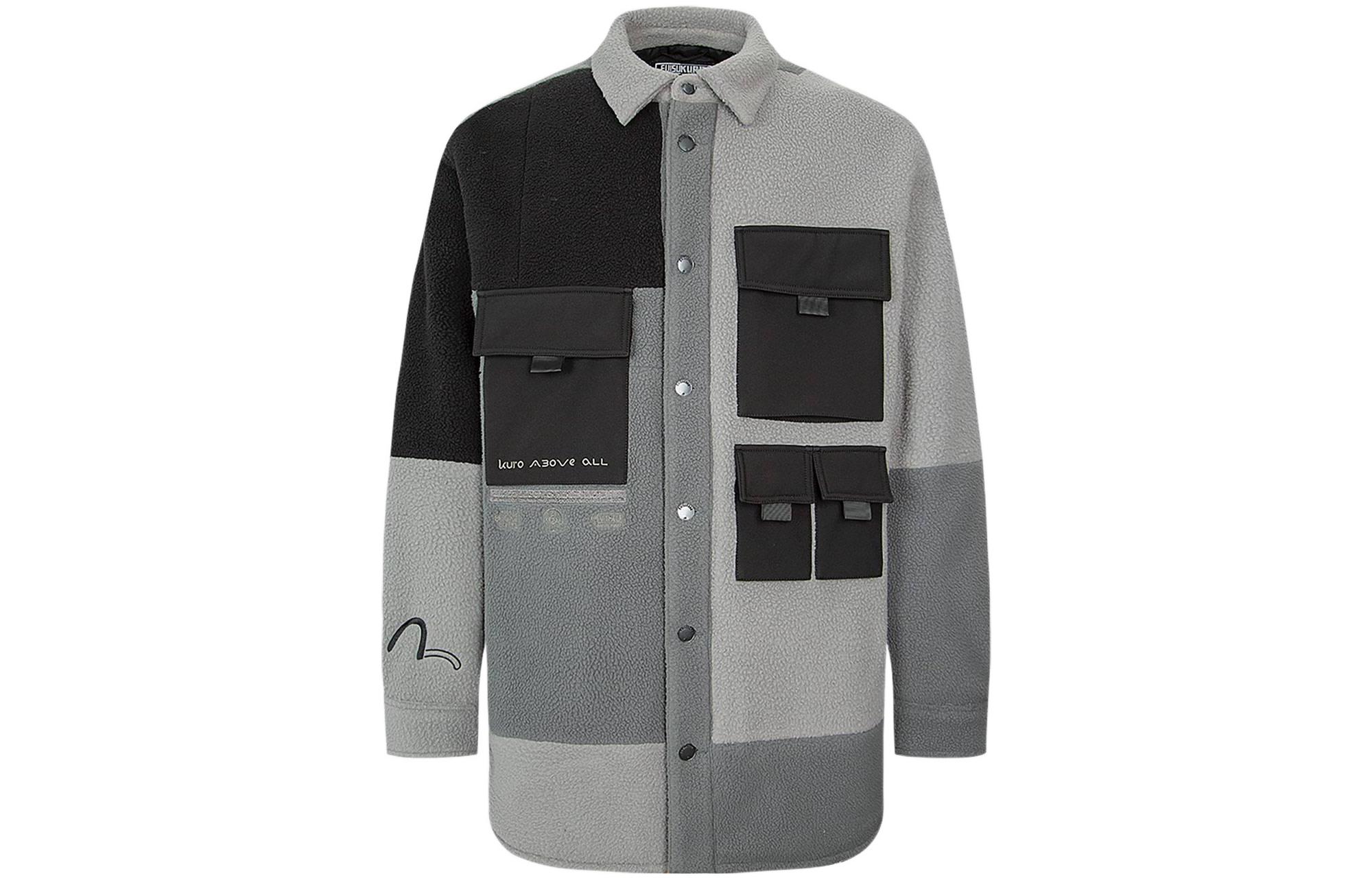 EVISU FW22 Color Block Fleece Long Sleeve Shirt Jacket for Men. 2EAGNM2SJ730XXSQ 圖 2