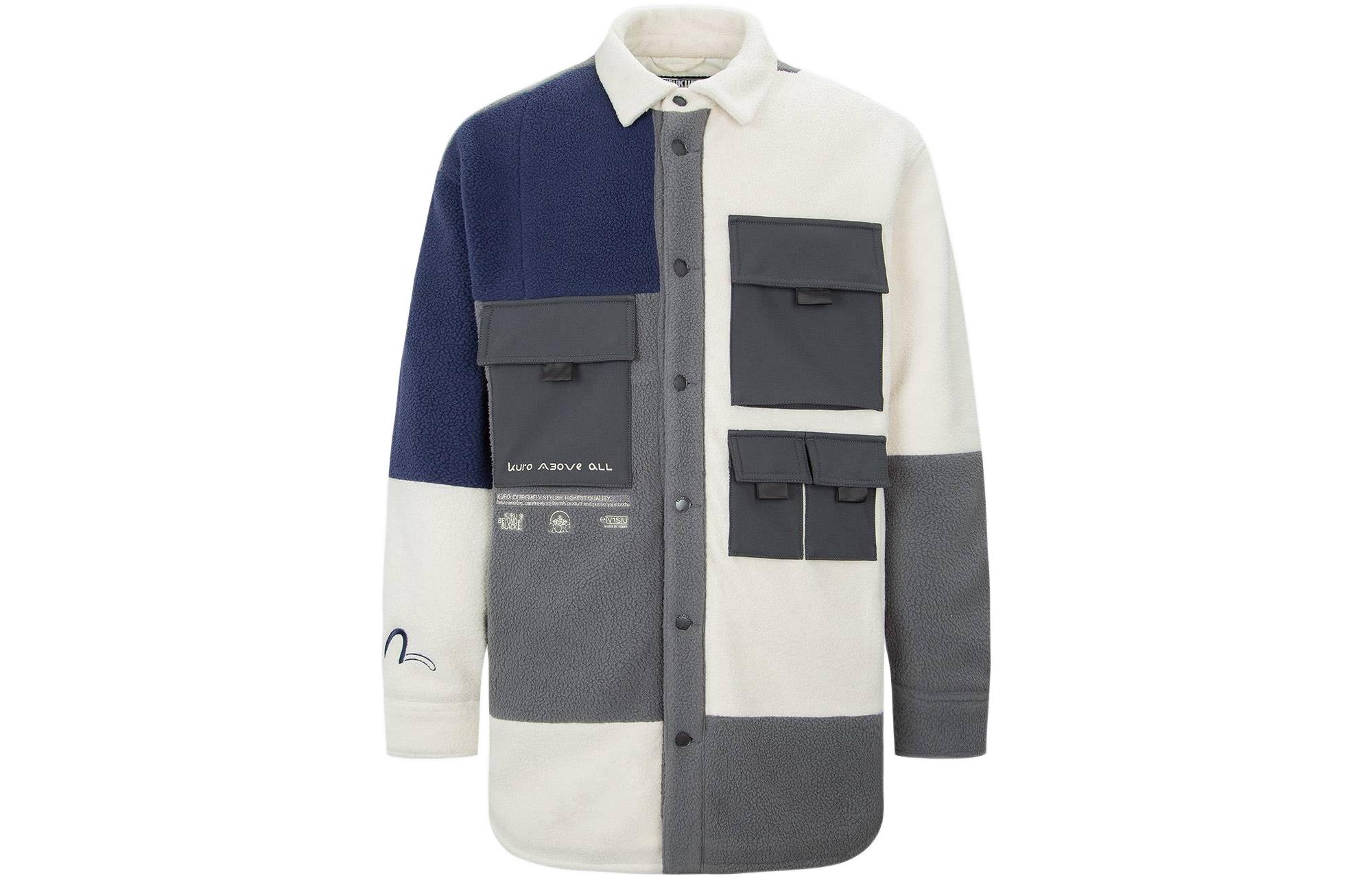 EVISU FW22 Color Block Fleece Long Sleeve Shirt Jacket for Men. 2EAGNM2SJ730XXSQ 圖 4