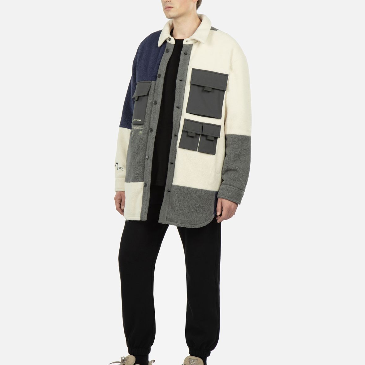 EVISU FW22 Color Block Fleece Long Sleeve Shirt Jacket for Men. 2EAGNM2SJ730XXSQ 圖 6