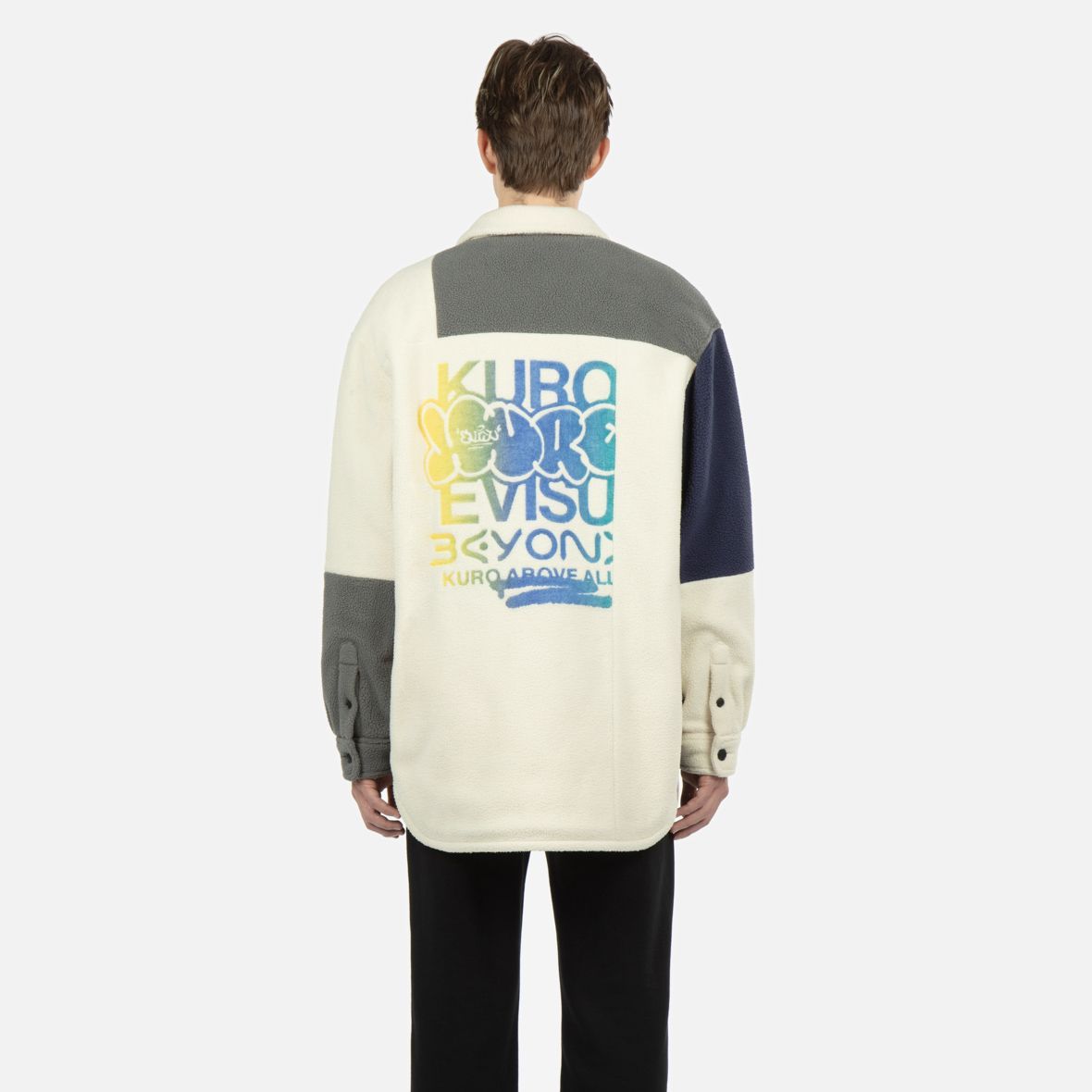 EVISU FW22 Color Block Fleece Long Sleeve Shirt Jacket for Men. 2EAGNM2SJ730XXSQ 圖 8