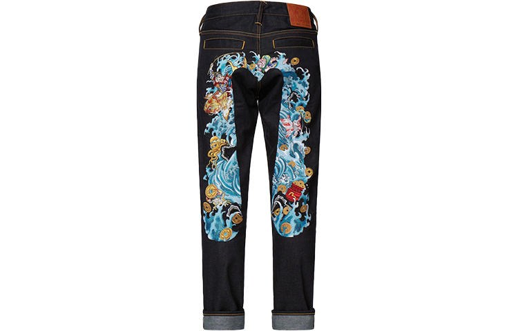 EVISU FW22 Colorblock Abstract Embroidery Relaxed Fit Jeans  Denim Blue 2EAHTM2JE90617CT 圖 2