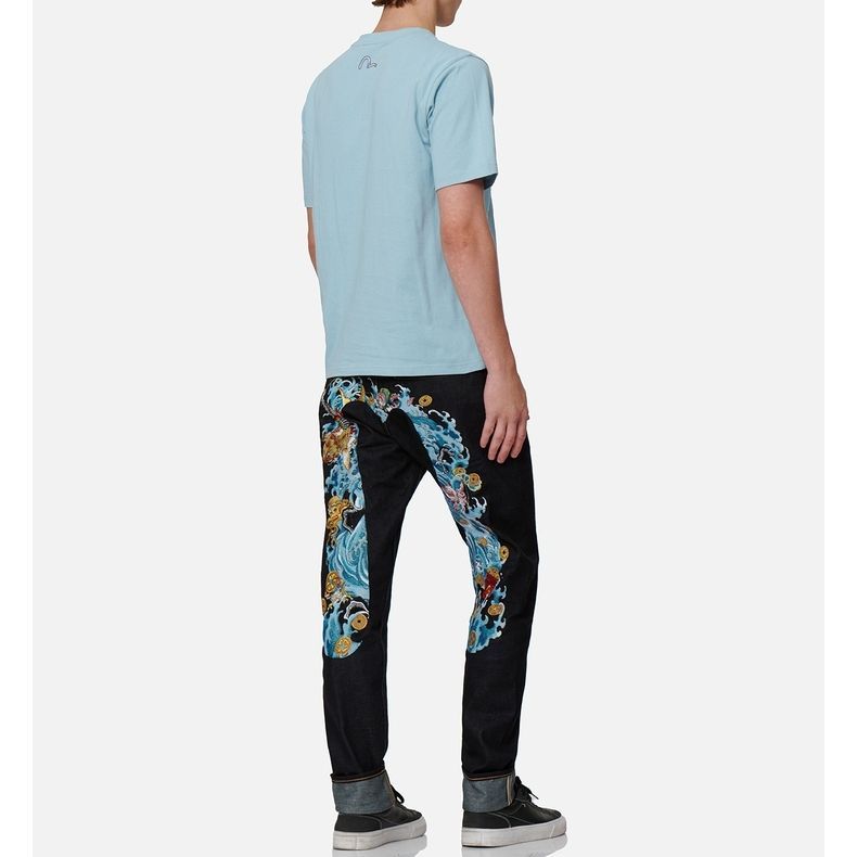EVISU FW22 Colorblock Abstract Embroidery Relaxed Fit Jeans  Denim Blue 2EAHTM2JE90617CT 圖 6