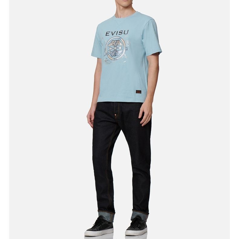 EVISU FW22 Colorblock Abstract Embroidery Relaxed Fit Jeans  Denim Blue 2EAHTM2JE90617CT 圖 7