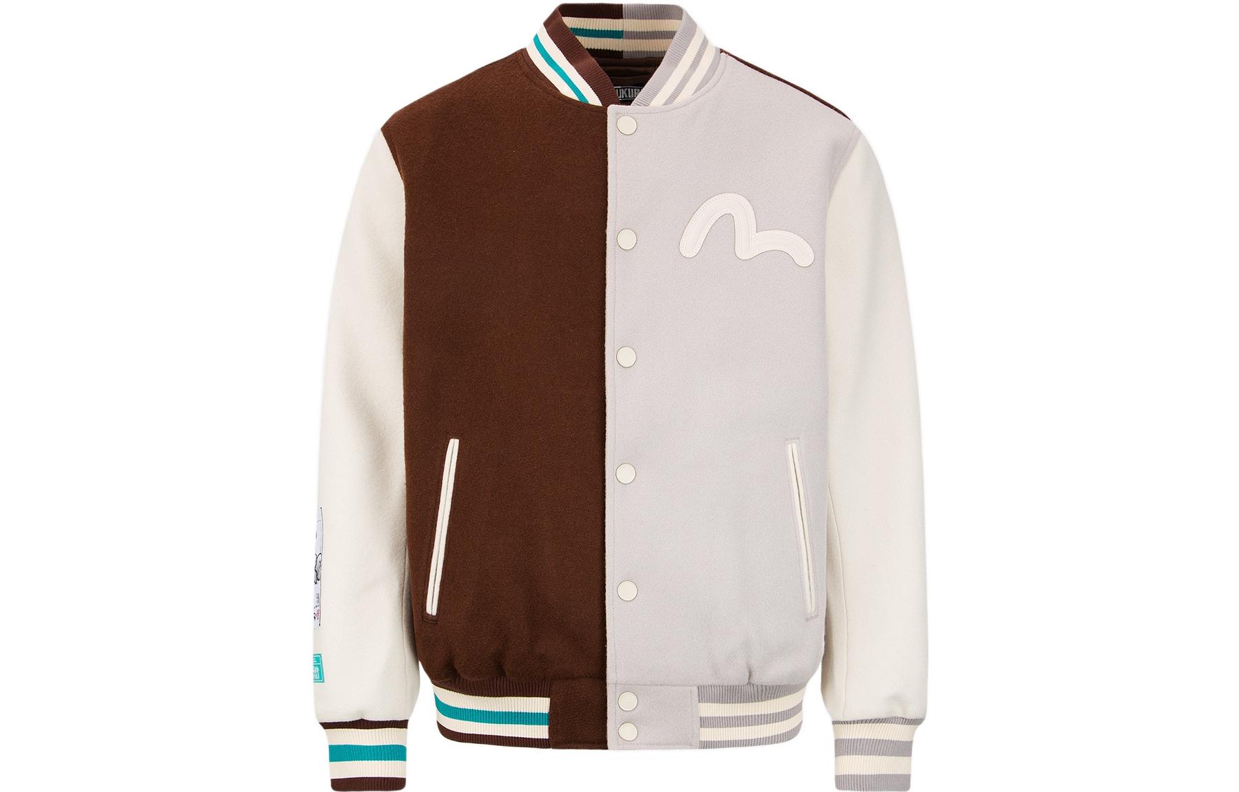 EVISU FW22 Colorblock Geometric Patchwork Brown  Baseball Jacket. 2EAGNM2JK717OSAQ 圖 2