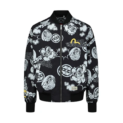 EVISU FW22 Graffiti Print All-Over Black Bomber Jacket for Men. 2ESHTM3JK712RXPL