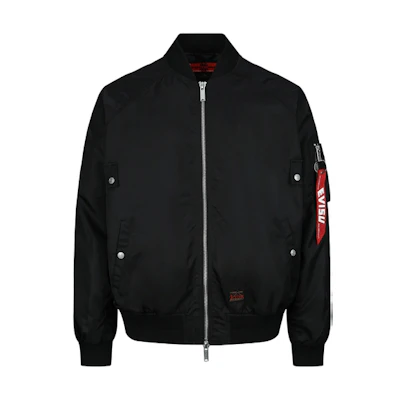 EVISU FW22 Jacquard Letter Print Bomber Jacket Black 2ESHTM3JK104RXNY