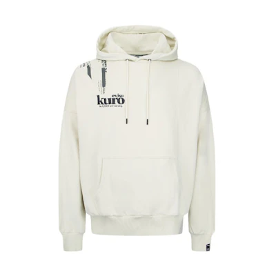 EVISU FW22 Logo Print Patchwork Hoodie Beige Long Sleeve 2EAGNM2SW427LFCT