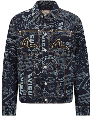 EVISU FW22 Printed Jacquard Long-Sleeve Denim Jacket Denim Blue 2EAHTM2DJ702XXCT Buy EVISU FW22 Printed Jacquard Long-Sleeve Denim Jacket Denim Blue 2EAHTM2DJ702XXCT