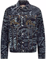 Order EVISU FW22 Printed Jacquard Long-Sleeve Denim Jacket Denim Blue 2EAHTM2DJ702XXCT