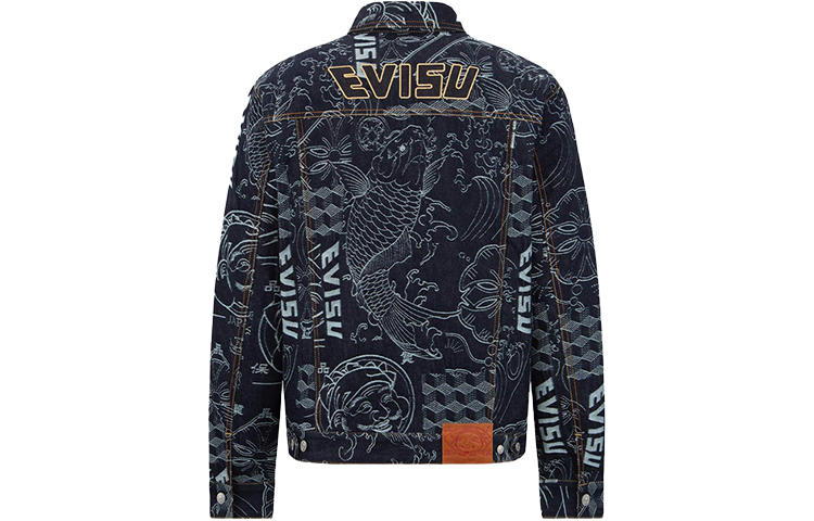 EVISU FW22 Printed Jacquard Long-Sleeve Denim Jacket  Denim Blue 2EAHTM2DJ702XXCT 圖 3