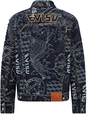 EVISU FW22 Printed Jacquard Long-Sleeve Denim Jacket Denim Blue 2EAHTM2DJ702XXCT Lookbook EVISU FW22 Printed Jacquard Long-Sleeve Denim Jacket Denim Blue 2EAHTM2DJ702XXCT