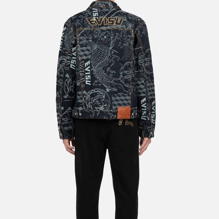 EVISU FW22 Printed Jacquard Long-Sleeve Denim Jacket  Denim Blue 2EAHTM2DJ702XXCT 圖 5