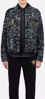 Details for EVISU FW22 Printed Jacquard Long-Sleeve Denim Jacket Denim Blue 2EAHTM2DJ702XXCT