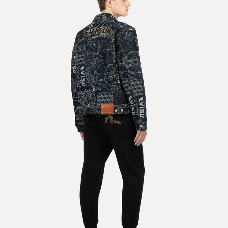 EVISU FW22 Printed Jacquard Long-Sleeve Denim Jacket  Denim Blue 2EAHTM2DJ702XXCT 圖 7