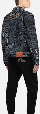 EVISU FW22 Printed Jacquard Long-Sleeve Denim Jacket Denim Blue 2EAHTM2DJ702XXCT Sizing EVISU FW22 Printed Jacquard Long-Sleeve Denim Jacket Denim Blue 2EAHTM2DJ702XXCT
