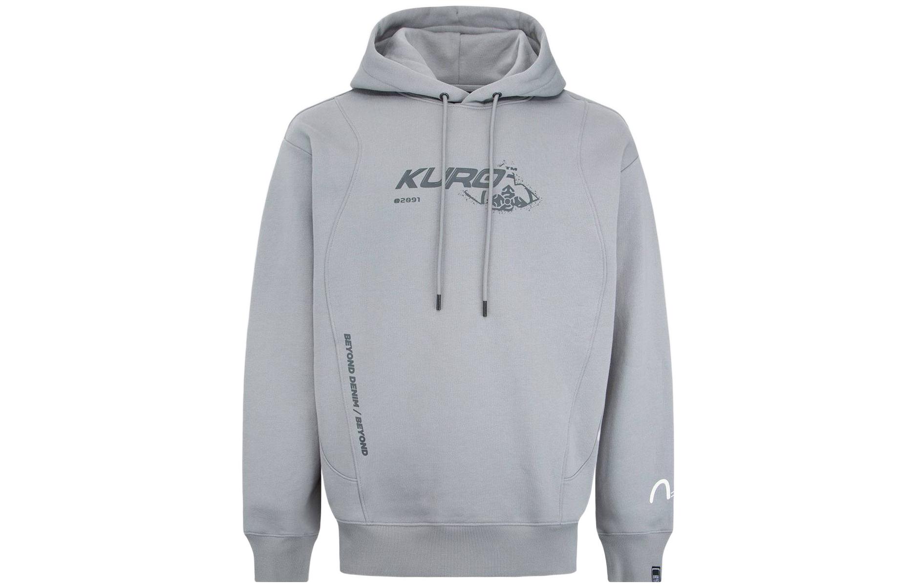 EVISU FW22 Snow Mountain Floral Graphic Loose Hoodie Men’s - Teal Gray 2EAGNM2SW428RXFL