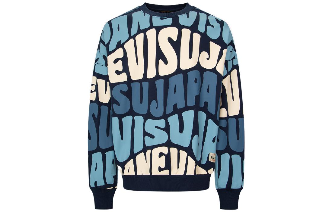 EVISU FW22 Wave Pattern Letter Print Pullover Sweatshirt - 2EAHTM2SW334LFCT