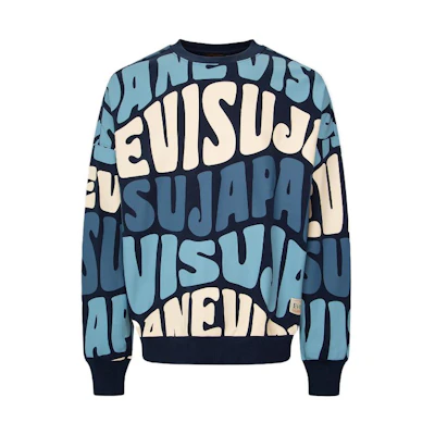 EVISU FW22 Wave Pattern Letter Print Pullover Sweatshirt - 2EAHTM2SW334LFCT