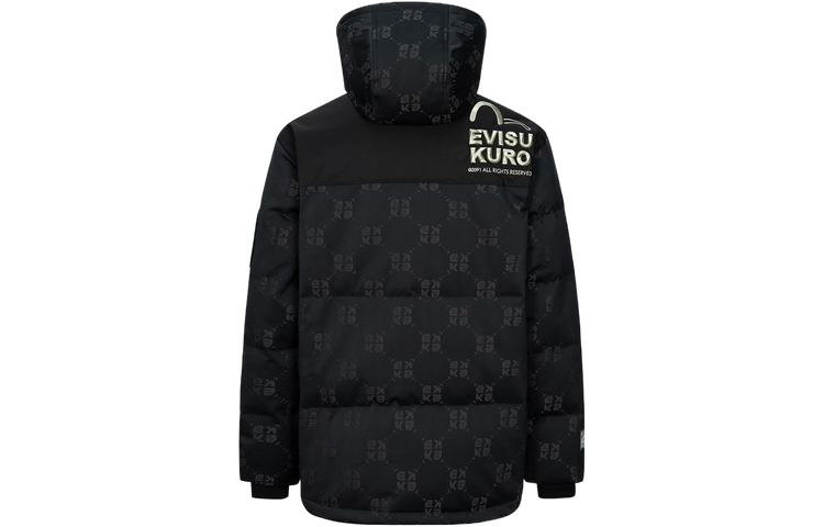 EVISU FW23  Black Embroidered Pattern Hooded Down Jacket. 2EAGNM3NJ5094XXPL 圖 3