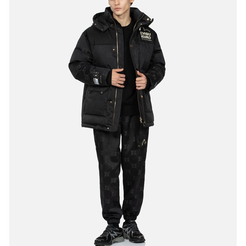 EVISU FW23  Black Embroidered Pattern Hooded Down Jacket. 2EAGNM3NJ5094XXPL 圖 6