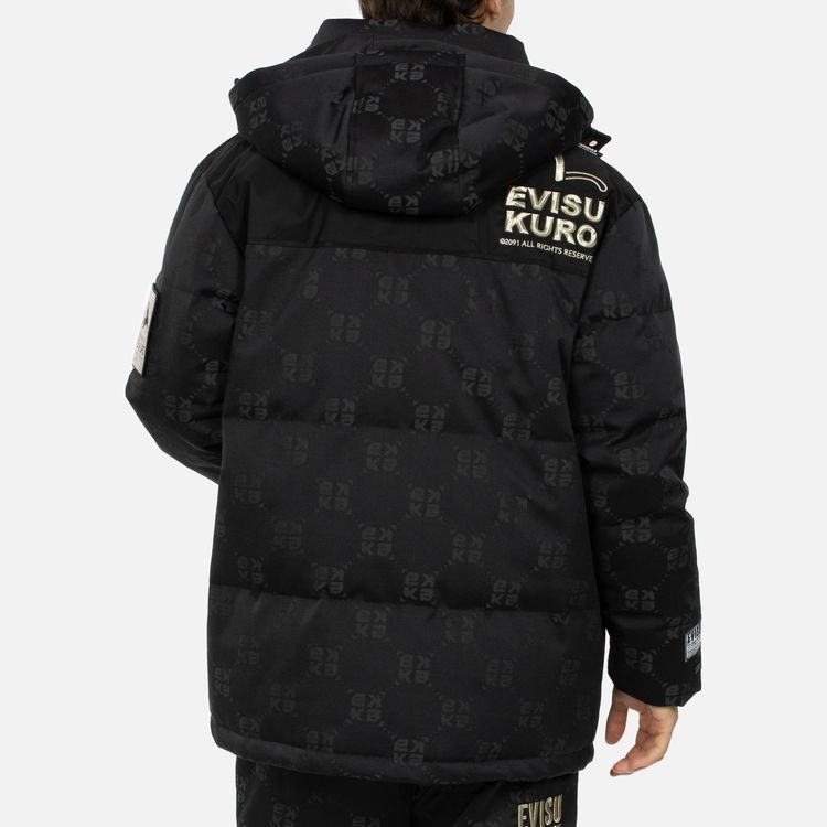 EVISU FW23  Black Embroidered Pattern Hooded Down Jacket. 2EAGNM3NJ5094XXPL 圖 7