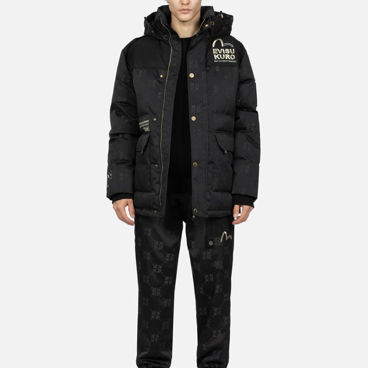EVISU FW23  Black Embroidered Pattern Hooded Down Jacket. 2EAGNM3NJ5094XXPL 圖 8