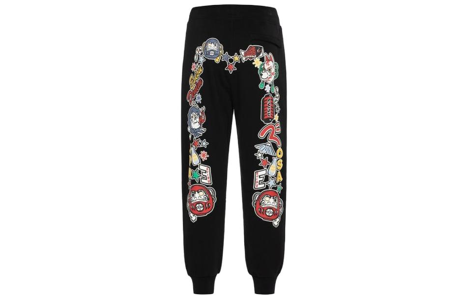 EVISU FW23  Black Jogger Pants with Festival Graphic and Big M Print. 2EAHTM3SP1086XXCT