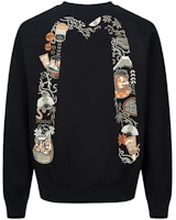 EVISU FW23 Black Kumadori Daruma M Logo Print Crewneck Sweatshirt. 2EAHTM3SW1080RXCT EVISU FW23 Black Kumadori Daruma M Logo Print Crewneck Sweatshirt. 2EAHTM3SW1080RXCT