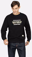 Shop EVISU FW23 Black Kumadori Daruma M Logo Print Crewneck Sweatshirt. 2EAHTM3SW1080RXCT