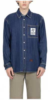 EVISU FW23 Blue Denim Jacket Casual Loose Fit Long Sleeve Shirt. 2EAHTM3SL1043RXDN Order EVISU FW23 Blue Denim Jacket Casual Loose Fit Long Sleeve Shirt. 2EAHTM3SL1043RXDN