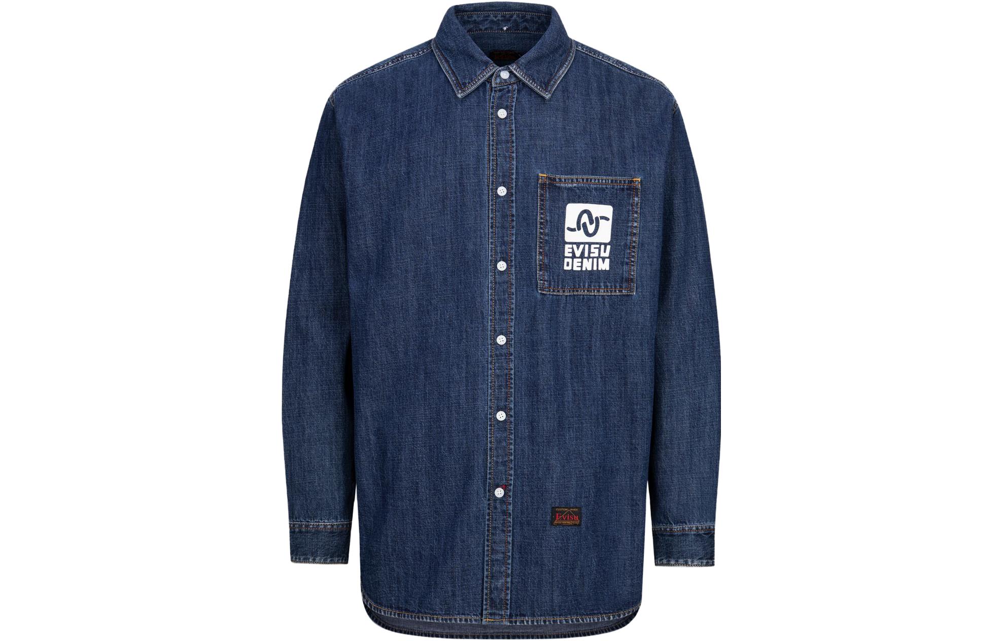 Lookbook EVISU FW23  Blue Denim Jacket Casual Loose Fit Long Sleeve Shirt. 2EAHTM3SL1043RXDN