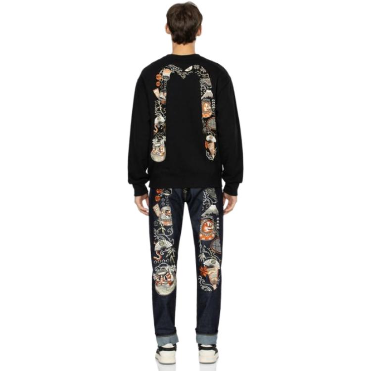EVISU FW23  Kabuki Daruma Embroidered Slim Tapered Jeans Blue 2EAHTM3JE105417CT 圖 6